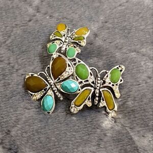 Vintage 90's MONET Three Butterfly Brooche